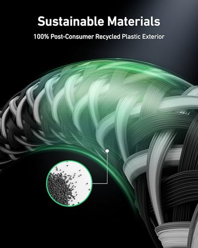 Anker Prime USB C to USB C Cable, 240W Fast Charging Durable Cable (1 ft) | USB 2.0 Upcycled Braided Nylon, 100-Year Bend Durability for iPhone 17 / 17 Pro / 17 Pro Max, MacBook, Galaxy, and More - size: 1FT