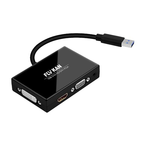 USB 3.0 to HDMI-DVI-VGA Video External Graphics Card Adapter for Multiple Monitors/Laptop-Add HDMI and DVI-D or VGA Adapter- Support Windows-Mirrored, Extended or Primary Display - style: USB 3.0 to HDMI-DVI-VGA