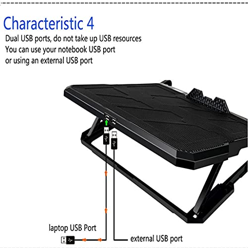 Laptop Cooling Pad 6 Fans and Cooler with Light LCD Display Notebook Stand for 12-16 Inch