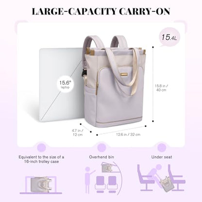 GOLF SUPAGS Convertible Laptop Backpack for Women Casual Daypack Notebook Tote Bag for Work College Travel Leisure (Taro Purple & White) - color: Taro Purple & White