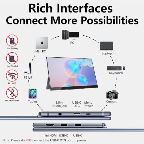 Upperizon Portable Monitor 15.6 inch 4K UHD 3840X2160 100000:1 100% DCI-P3 60Hz OLED Touchscreen HDR HDMI USB-C Travel Monitor for Laptop MacBook PC Surface PS5 Xbox, External Display with Kickstand