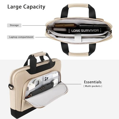 DOMISO 15-15.6 Inch Laptop Bag Business Briefcase Laptop Case Compatible with Lenovo 15.6" Ideapad 330/16" MacBook Pro/HP EliteBook 850 G3/Envy x360 15/Latitude 3580/Asus,Beige - color: Beige, size: 15 - 15.6 Inch