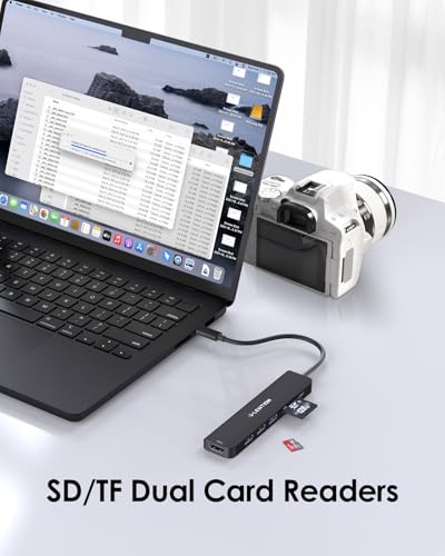 LENTION 7-in-1 USB C Hub, 4K@60Hz HDMI, 100W PD, Card Reader, USB 3.0 & 2.0 | Plug and Play, Stable Driver 3.0 Certified, for macOS, iOS/iPadOS, Windows & ChromeOS (CB-CE18, Black) - color: Black