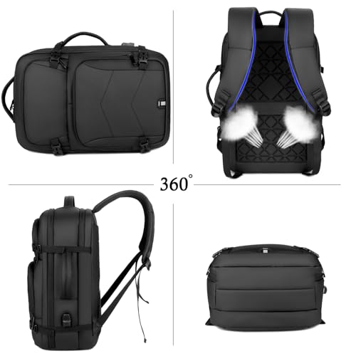 FANDARE Laptop Backpack, Business Travel Laptop Rucksack with USB Charging Port, Waterproof Laptop Bag 15.6 inch, Breathable Nylon Daypack for Work, Travel, College Black - color: Black
