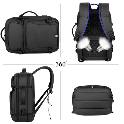 FANDARE Laptop Backpack, Business Travel Laptop Rucksack with USB Charging Port, Waterproof Laptop Bag 15.6 inch, Breathable Nylon Daypack for Work, Travel, College Black - color: Black
