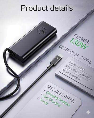 130W USB C Laptop Charger Compatible with Dell XPS 15 17 9575 9500 9510 9520 9530 9700 9710 9720 9730 Precision 5530 5550 5560 5570 5750 5760 5770 Latitude 5401 5411 5501 5511 5520 Power Supply Cord - color: Black4