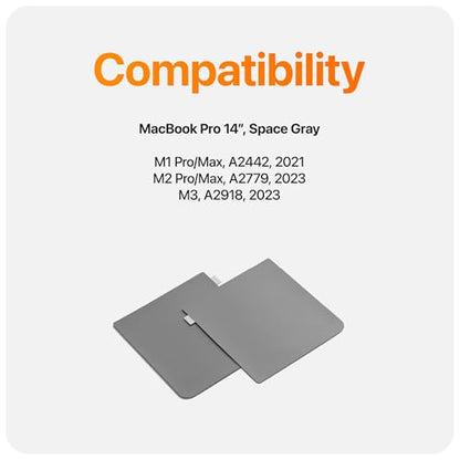 UPPERCASE GhostShield Premium Palm Rest Protector Skin Cover Set, Scratches and Wear Protection, Compatible with MacBook Pro 14" 2024 2023 2021 M4/M3/M2/M1 Pro/Max (Space Gray) - color: Space Gray