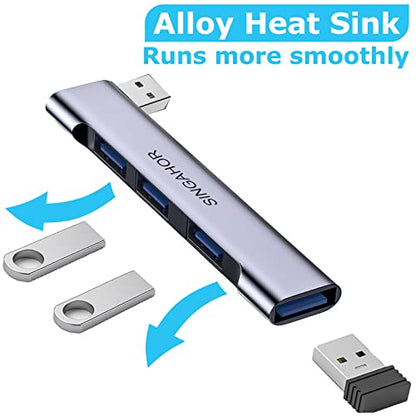 USB Hub for Laptop, USB 3.0 Hub 4-Port, 5Gbps USB Splitter for Laptop, Windows, MacBook, PC, Flash Drives, HDD, Printer, Keyboard, Mouse (Left-Side USB Hub) - color: Grey left model