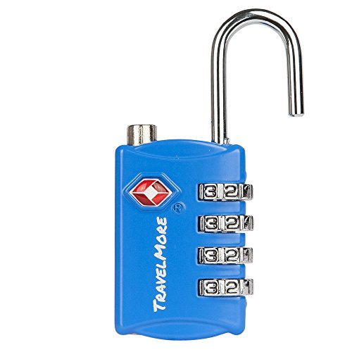 3 Pack TSA Luggage Locks with 4 Digit Combination – Heavy Duty Set Your Own Padlocks for Travel, Baggage, Suitcases & Backpacks - Blue - color: Blue, size: 3 Pack