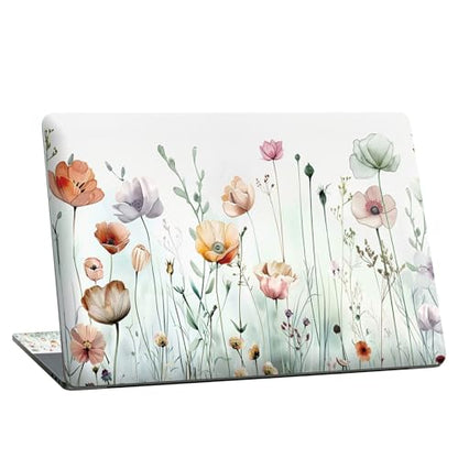 Universal Laptop Skin Sticker with 2 Wrist Pad Skins, Waterproof Scratch Resistant Vinyl Laptop Cover Decal, Cut to Fit for 11–15.6 Inch MacBook HP Dell Lenovo, Wild Flowers - color: Wild Flowers
