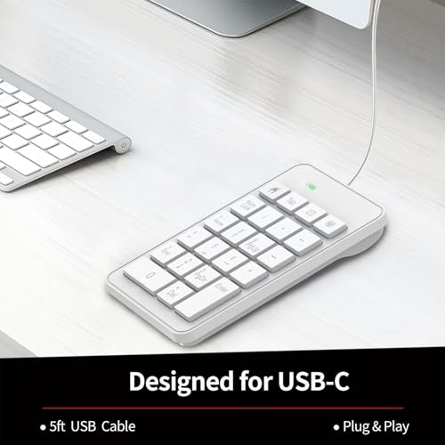 Wired USB C Number Pad - 23 Keys Type C Numeric Keypad Upgraded 10 Key USB Keyboard Financial Accounting Numpad for Laptop, PC, MacBook, Notebook, Desktop,Surface Pro - White - style: Wired-TypecWhite