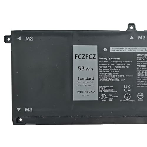 H5CKD Battery Replacement for Dell Latitude 3120 3140 3510 3410 / Vostro 5300 5301 5401 5502 / Inspiron 5301 7300 5409 5501 Series JK6Y6 0JK6Y6 09077G C5KG6 07T8CD 7T8CD 0TXD03 TXD03 15V 53Wh - size: 11.77*4.37*1.22 inch H5CKD