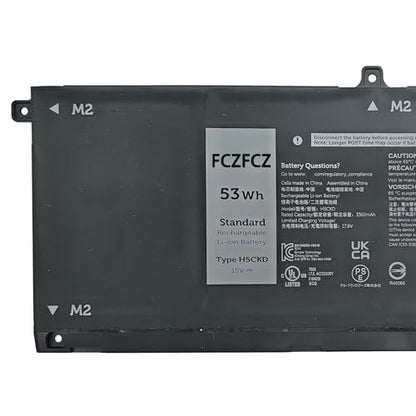 H5CKD Battery Replacement for Dell Latitude 3120 3140 3510 3410 / Vostro 5300 5301 5401 5502 / Inspiron 5301 7300 5409 5501 Series JK6Y6 0JK6Y6 09077G C5KG6 07T8CD 7T8CD 0TXD03 TXD03 15V 53Wh - size: 11.77*4.37*1.22 inch H5CKD