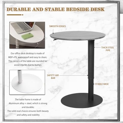 Large Creative Oval Laptop Table, Household Simple Standing Table, Height Adjustable Sofa Desk, Side Desk for Office Home Bedroom Use(White) - color: White