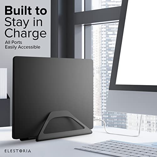 Aluminum Vertical Laptop Stand with Gravity Auto-Lock – Adjustable Laptop Holder Vertical fits MacBook Pro/Air, Chromebook & Gaming Laptops up to 17.3" – Space-Saving Desktop Dock - Black - color: Black