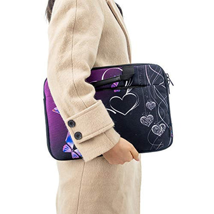 icolor 14.5 15 15.6 Inches Canvas Laptop Shoulder Bag Case,Messenger Bag Sleeve Pouch,Travel Briefcase,Computer Ultrabook Notebook Protective Carrying Bag with Adjustable Strap,Heart & Butterfly - color: Csh15-05