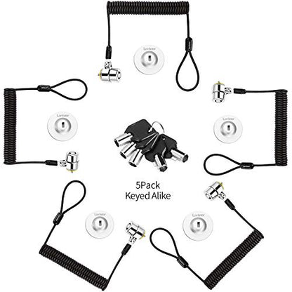 Keyed Alike 5Pack Security Hardware Cable Lock Kit,Retractable Cable Lock Portable Keyed Laptop Lock 5Keys 6.2Ft for Monitors, Laptops, MacBooks, Tablets, iPad,Mac mini, - color: Silver Keyed Alike