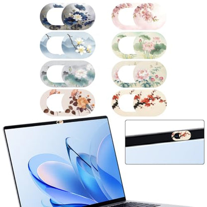 8Pcs 8 Styles Laptop Camera Cover Slide Flowers Privacy Guard Accessories, 0.04 Inch Ultra Thin Webcam Cover Protector Blocker for Desktop Computer Tablet Notebook Mini PC Home Office Use - color: Flowers-1