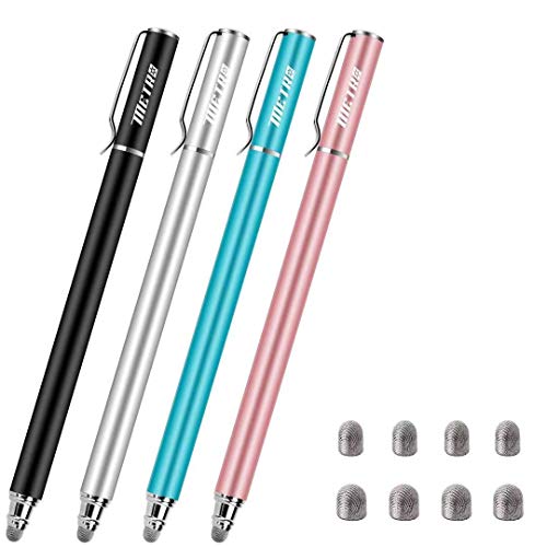 METRO Stylus Pen for Touchscreen - High Sensitivity Capacitive Switch Stylus Fiber Tips 2 in 1 Universal Stylus Pens for iPad iPhone Tablet Android Chromebook Switch 2 All Touch Screens (8 Extra Tips) - color: Black/Blue/Silver/Rose Gold