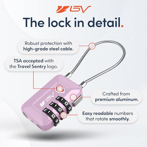 TSA Accepted Luggage Travel Lock, Set-Your-Own Combination Lock for School Gym Locker, Luggage Suitcase Baggage Locks, Filing Cabinets, Toolbox, Case (Purple, 2 Pack) - color: Purple 2-Pack