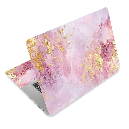 Laptop Skin Sticker Decal for 12 13 13.3 14 15 15.6 in, Universal Vinyl Waterresistant Protector Cover for Notebook PC Netbook, Computer Decor for Women Girls Pink Gold Marble - color: Pink Gold Marble