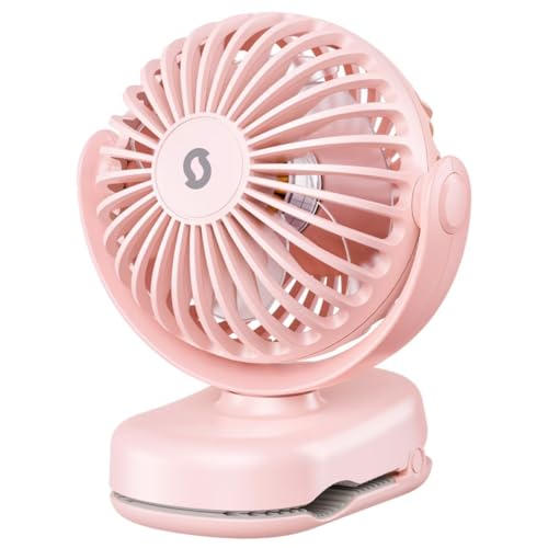 SWEETFULL Portable Clip on Fan - Mini Personal Fan with - Pink | Strong Clamp, 3 Speeds, 11Hrs Cooling, Cute Small Desk Cooler for Stroller Bed Pet Carriers Umbrell Travel Outdoor