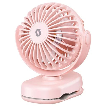 SWEETFULL Portable Clip on Fan - Mini Personal Fan with - Pink | Strong Clamp, 3 Speeds, 11Hrs Cooling, Cute Small Desk Cooler for Stroller Bed Pet Carriers Umbrell Travel Outdoor