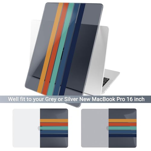 Batianda Case for New MacBook Pro 16 inch 2026 M5 2024 2023 2021 Release with M4 M3 M2 M1 Pro/Max Chip,Slim Lightweight Protective Shell with Creative Pattern with Keyboard Cover Protector, Stripes - color: Black Stripes