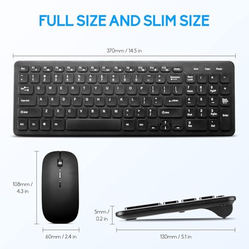 Wireless Keyboard and Mouse Combo, Compact Quiet Wireless Keyboard and Mouse Set 2.4G Ultra-Thin Sleek Design for Windows, Computer, Desktop, PC, Notebook, Laptop (Black01) - color: black