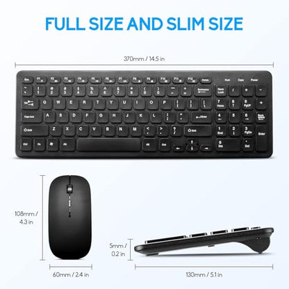 Wireless Keyboard and Mouse Combo, Compact Quiet Wireless Keyboard and Mouse Set 2.4G Ultra-Thin Sleek Design for Windows, Computer, Desktop, PC, Notebook, Laptop (Black01) - color: black
