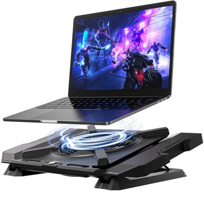 Laptop Cooling Pad, Gaming Laptop Cooler with 7.1 Inch Powerful Fan, RGB Lights & 3-Speed Fan Control & LCD Diamond Design, Height Adjustable Quiet Laptop Cooling Stand for 12"-21" Laptops etc