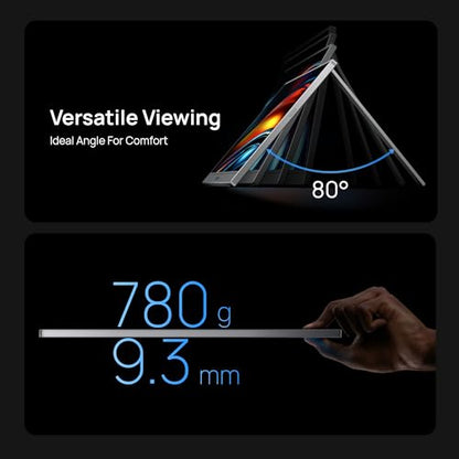 ARZOPA 16.1" Portable Monitor Gray, 100% sRGB FHD 1080P Kickstand & PU Sleeve Bag Combination
