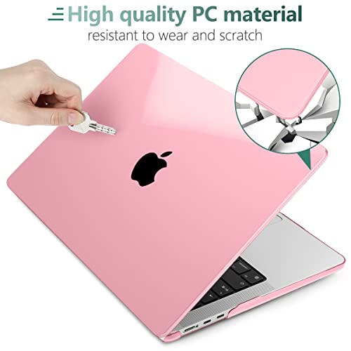 TWOLSKOO Compatible with MacBook Air 13 inch Case M5 2026 M4 2025 M3 M2 2024-2022 A3449 A3240 A3113 A2681, Plastic Hard Shell & Keyboard Cover & Screen Film for MacBook Air 13.6 inch, Crystal Pink - color: Crystal Pink