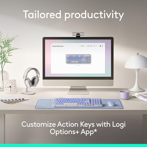 Logitech Alto Keys K98M Wireless Mechanical Gasket Keyboard - Lilac | Customizable, clicky, vibration absorbing gasket, white backlit keys, Bluetooth, USB-C charging, for PC, Mac, Laptops - color: Lilac