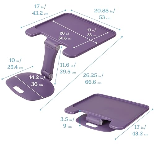 ECR4Kids The Surf Folding Portable Lap Desk, Large, Flexible Seating, Eggplant - color: Eggplant