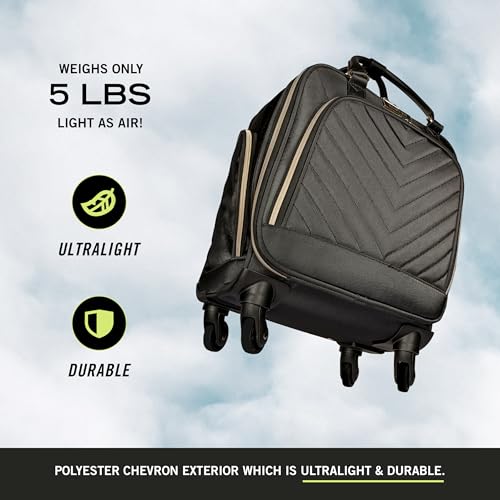Kenneth Cole REACTION Chelsea Chevron Quilted Luggage, Black, Underseater, 17-Inch Carry On - color: Black, size: 17-Inch Underseater