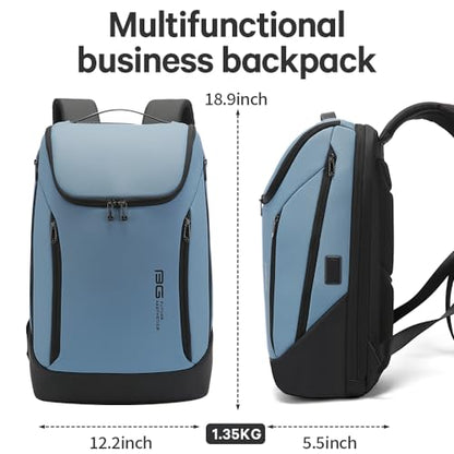 BANGE Business Smart Backpack Waterproof fit 15.6 Inch Laptop Backpack with USB Charging Port,Travel Durable Backpack - color: Light Blue