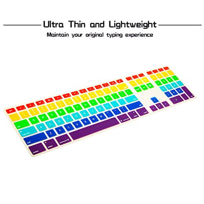 HRH Rainbow Mix Silicone Keyboard Skin Cover for iMac Wired USB Full Size Keyboard with Numeric Keypad A1243(G6 MB110LL/B and MB110LL/A) - color: Rainbow