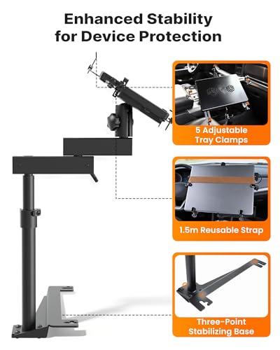 MELIPRON No-Drill Laptop Mount Fit for Mercedes Sprinter, ProMaster City | Heavy-Duty Mobile Office for Technicians and Fleets, Fit for ProMaster Vans & Dodge Charger, Cooling Fans, Dual Swing Arms