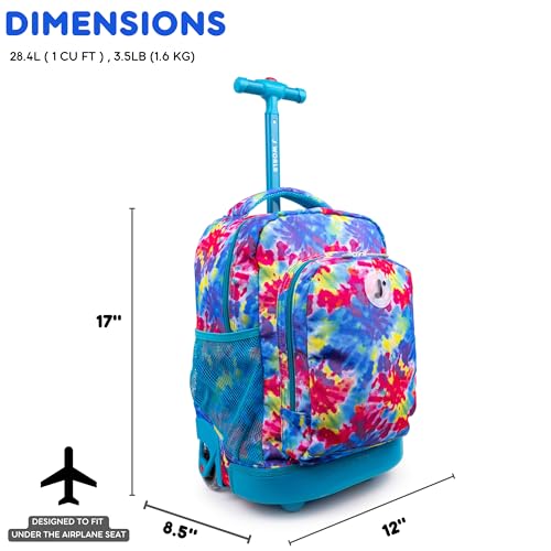 J World Sunny Rolling Backpack for Kids. Roller Bag With Wheels, Tie Dye - color: Tie Dye