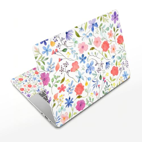 3Pcs Laptop Skin Sticker Decal Floral PVC Laptop Sticker Fits for 12-16 Inch Notebook Waterproof Scratch Proof Colorful Universal Notebook PC Personalized Protector Gift - style: Covered with wild flowers