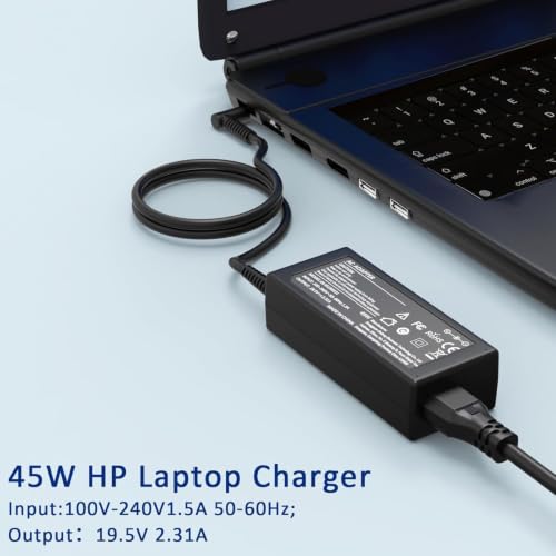 Replacement for HP Laptop Charger 45W Blue Tip Power Adapter | Compatible with HP AI 17 17-cn5037nr,17t-cn300/cn400,17z-cp300/cp200