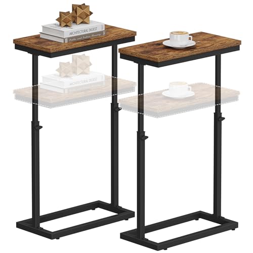 TUTOTAK End Table, Side Table, Tall Couch Table, Sofa Table, Set of 2 | for living Room, Bedroom, Brown TB01BB0832 - color: Brown, size: 2 Pack, style: Ordinary