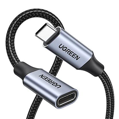 UGREEN USB C Extension Cable, (10Gbps/100W) USB C Extender 1.5 ft | Compatible with iPhone 17/16, MacBook M4, iPad Pro/Air 2024, Galaxy S26 Ultra, Switch etc. (Grey, 0.5 m) - color: Grey, size: 1.5 FT