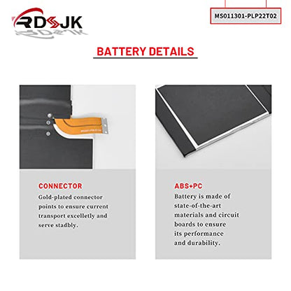 RDSJK Compatible MS011301-PLP22T02 MS011301 Battery Replacement for Microsoft Surface Pro 3 Pro3 1631 1577-9700 G3HTA005H G3HTA009H 1ICP4/82/74-1 7.6V 42.2Wh 5547mAh