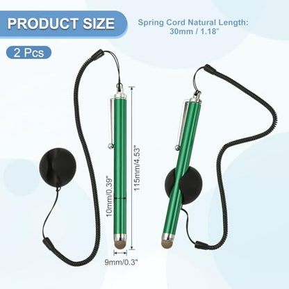 PATIKIL 2 Pcs Screen Capacitive Pen with Spring Rope Fixing Dock High Sensitivity for Mobile Phone Car Navigation GPS POS Tablet Laptop, Green - color: Green