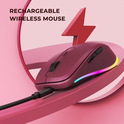 PEIOUS Wireless Mouse Jiggler - Keep Computers Awake, Wine Red | Rechargeable LED Mouse, Silent Clicks, Adjustable DPI and Random Movement Keep Computers Awake for Laptop/PC/Mac - color: Red