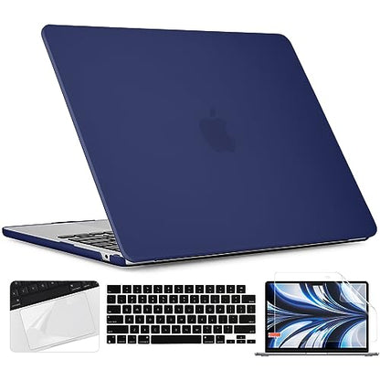 TWOLSKOO Compatible with MacBook Air 13 inch Case M5 2026 M4 2025 M3 M2 2024-2022 A3449 A3240 A3113 A2681, Plastic Hard Shell & Keyboard Cover & Screen Film for MacBook Air 13.6 inch, Navy Blue - color: Frosted Navy Blue