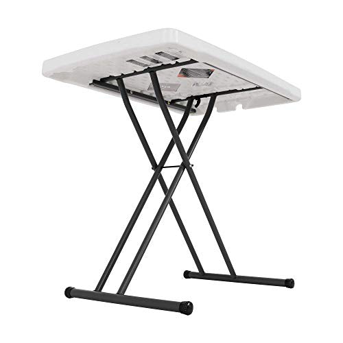 Lifetime 28241 Adjustable Folding Laptop Table TV Tray, 30 Inch, White Granite - color: White Granite, size: 30 Inch