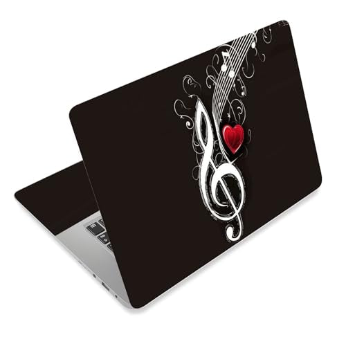 Laptop Skin Sticker Decal for 12 13 13.3 14 15 15.6 in, Universal Vinyl Waterresistant Protector Cover for Notebook PC Netbook, Computer Decor for Women Girls Clef with Red Heart - color: Clef with Red Heart